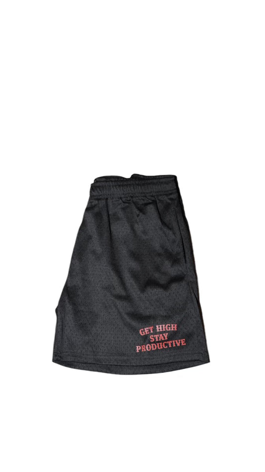 Black Get High Stay Productive Shorts